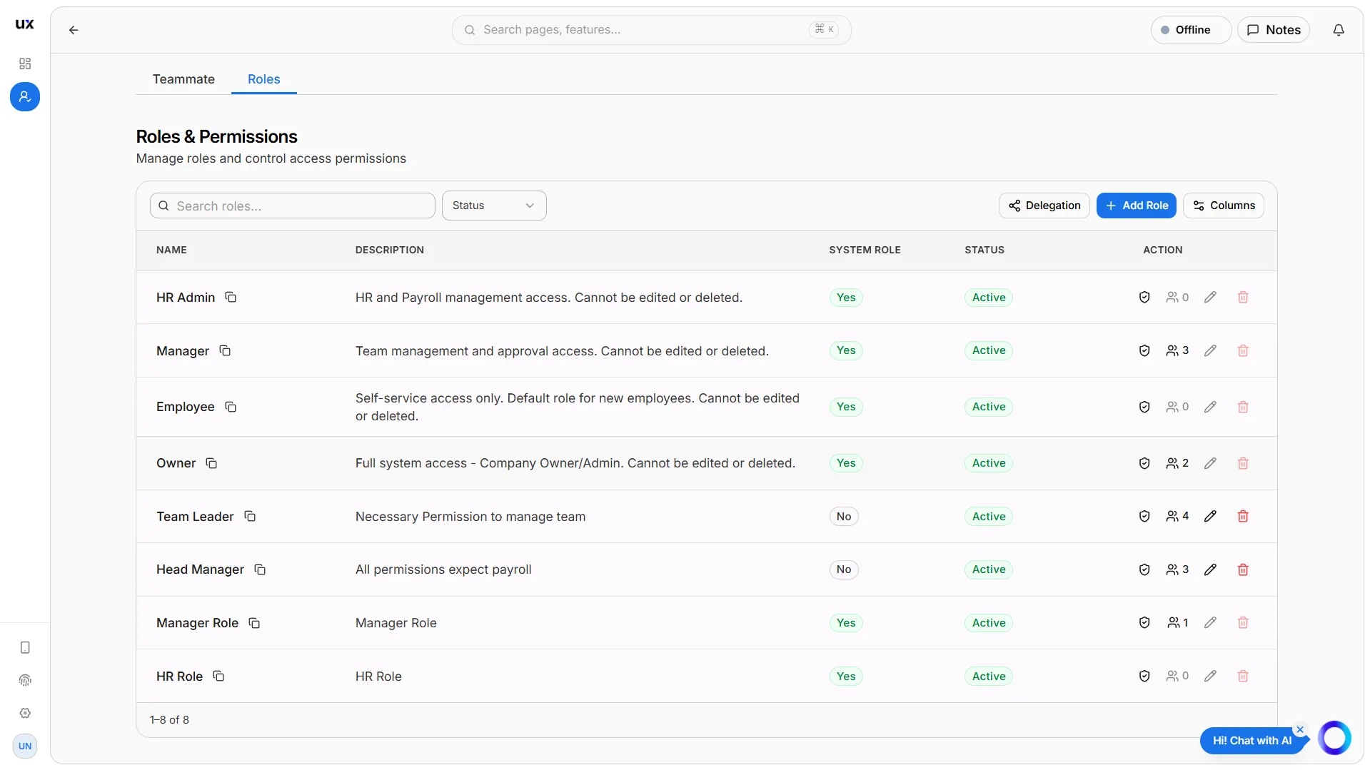 Roles & Permissions